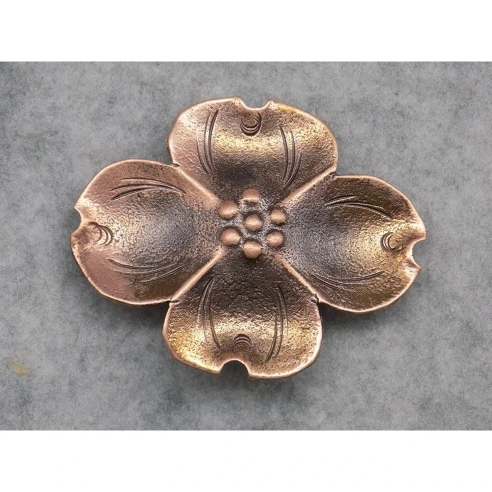 Stuart Nye Copper Dogwood Blossom Brooch Pin Vintage Unsigned Hand Wrought